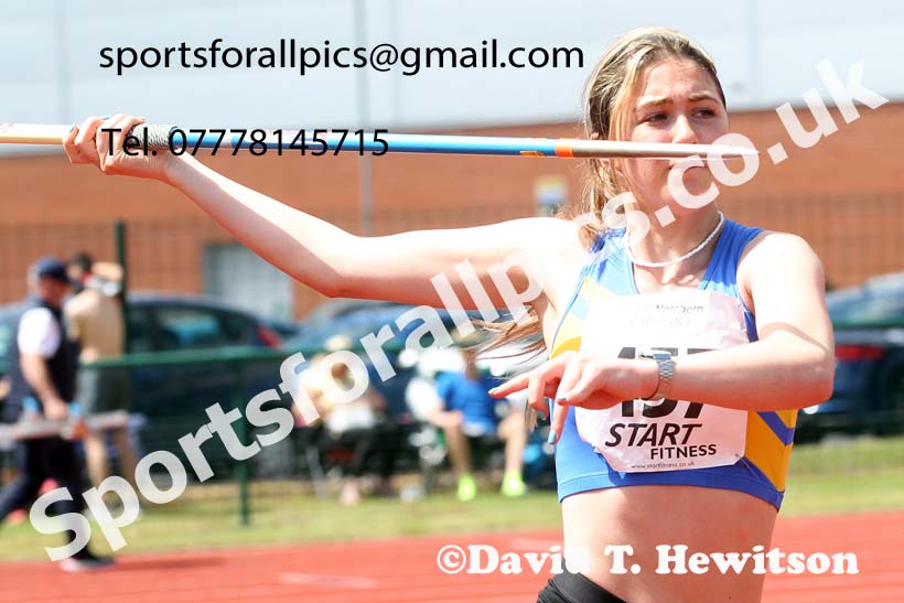 Womens under-20s javelin, 2021 Northern Senior and Under-20s Champs., Leigh. Photo: David T. Hewitson/Sports for All Pics